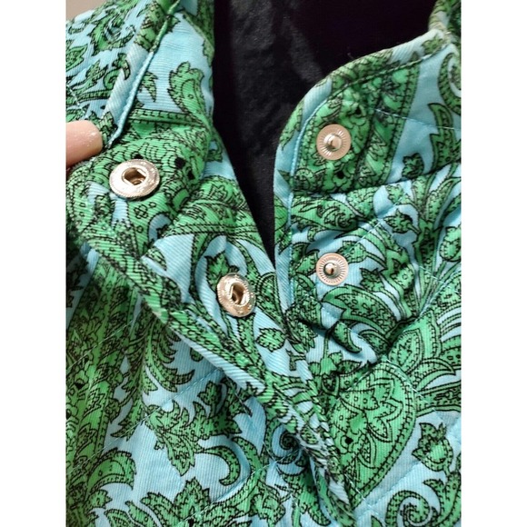 Charter Club Women Green & Blue Cotton Long Sleeve Buttons Front Jacket Size XL - Picture 9 of 14